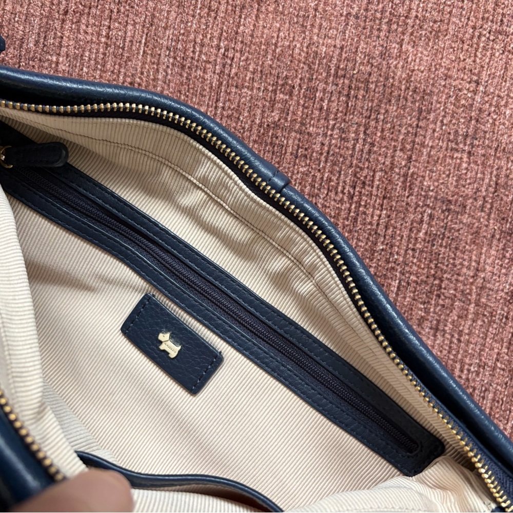 Authentic Radley London Navy Blue Leather Shoulder Bag Purse - Picture 4 of 7